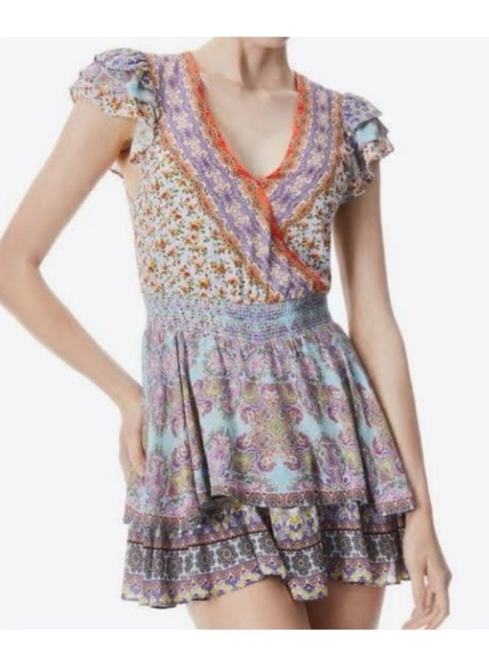 Mariska ruffled floral print romper